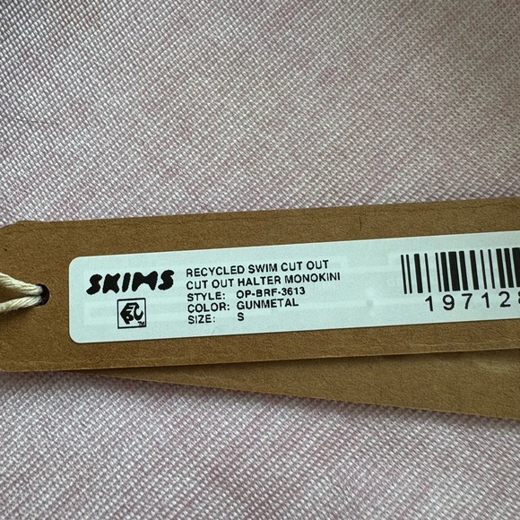 NWT SKIMS RECYCLED SWIM CUT OUT HALTER MONOKINI GUNMETAL GREY SIZE SMALL - Picture 5 of 6